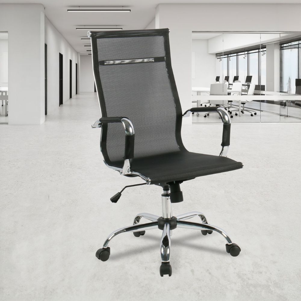 Silla de oficina metal y malla 54 x 60 x 104-114 cm