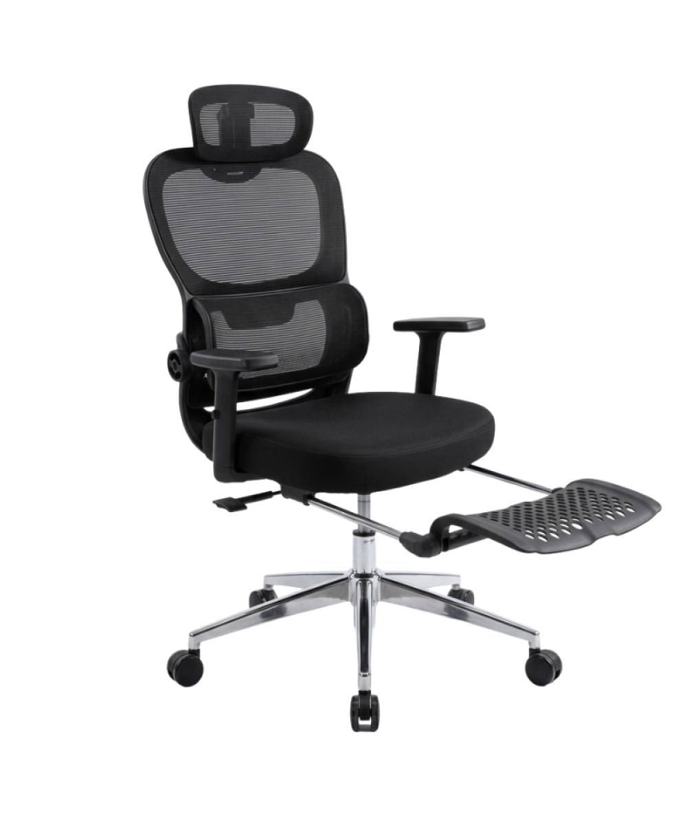 Silla de Oficina Reclinable con Reposacabezas y Reposapiés