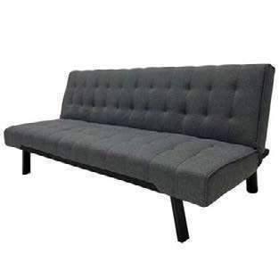 Sofá cama tela lino gris, patas negras