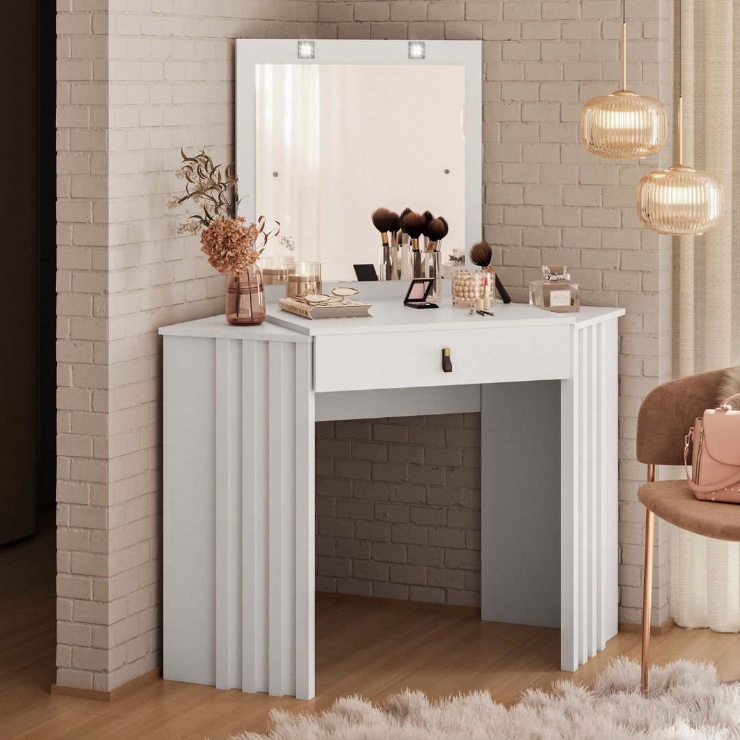Tocador Esquinero Glitter Blanco – foto ambientada